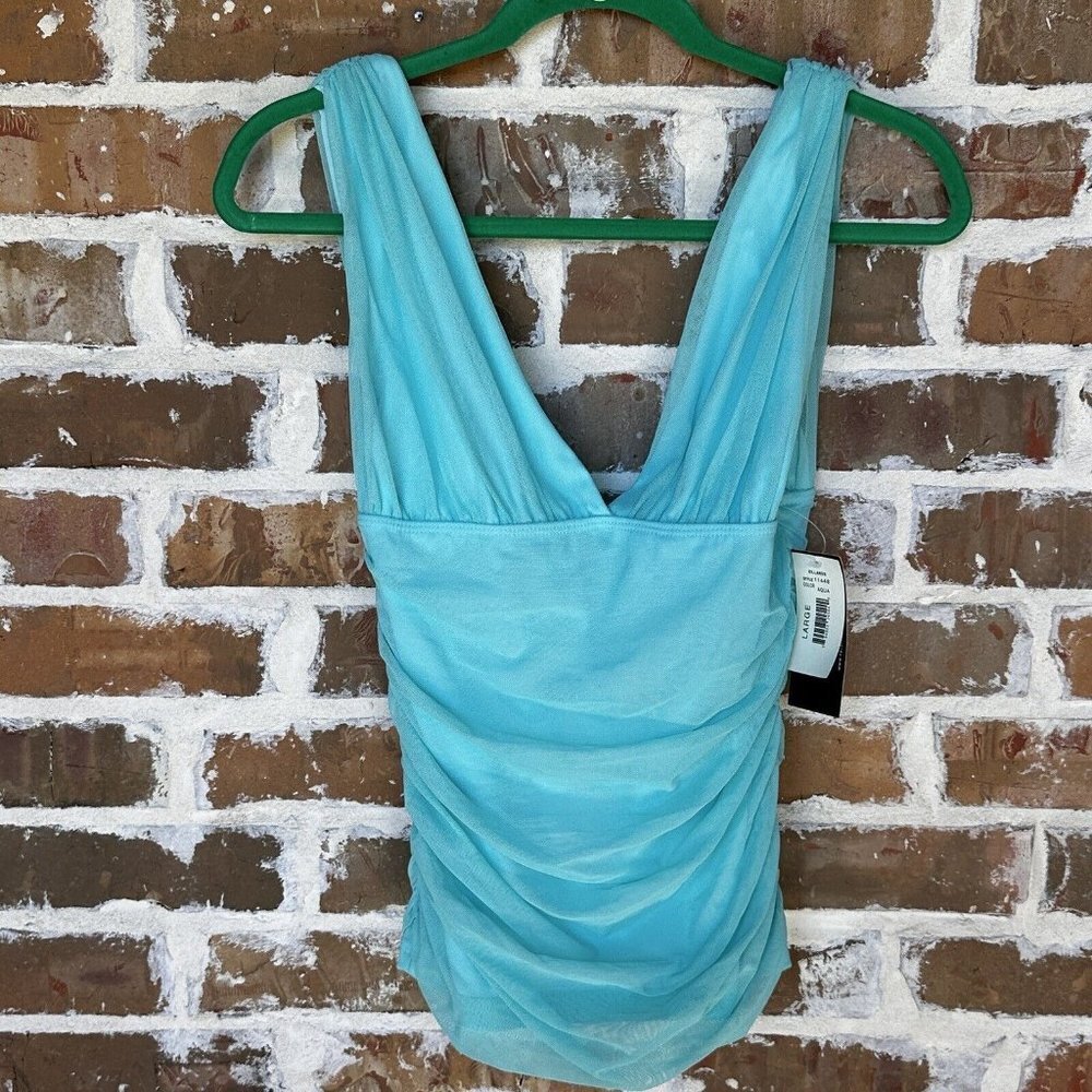 Necessary Objects Wrap Blouse Top Sleeveless Aqua… - image 8